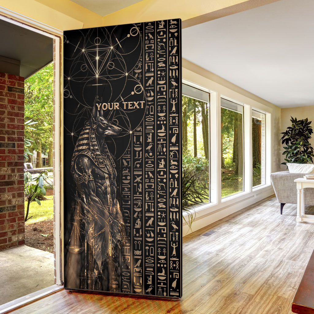 Personalized Egyptian God Anubis Door Cover Jackal Headed Deity Ancient Egypt Mythology Gilded