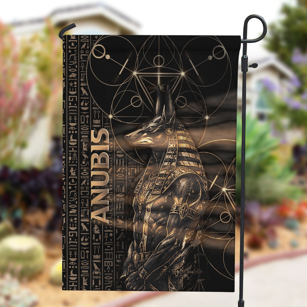 Egyptian God Anubis Garden Flag Jackal Headed Deity Ancient Egypt Mythology Gilded