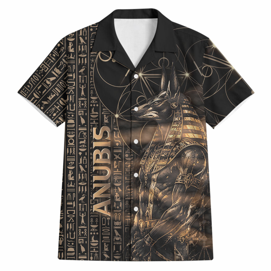 Personalized Egyptian God Anubis Hawaiian Shirt Jackal Headed Deity Ancient Egypt Mythology Gilded