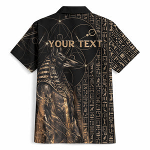 Personalized Egyptian God Anubis Hawaiian Shirt Jackal Headed Deity Ancient Egypt Mythology Gilded