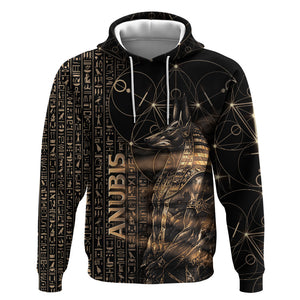 Personalized Egyptian God Anubis Hoodie Jackal Headed Deity Ancient Egypt Mythology Gilded