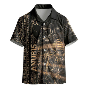 Personalized Egyptian God Anubis Kid Hawaiian Shirt Jackal Headed Deity Ancient Egypt Mythology Gilded