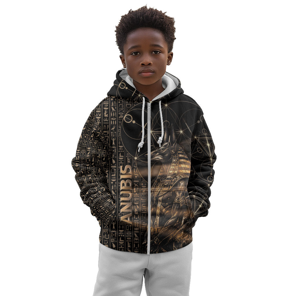 Personalized Egyptian God Anubis Kid Hoodie Jackal Headed Deity Ancient Egypt Mythology Gilded