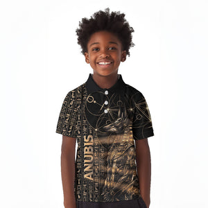 Personalized Egyptian God Anubis Kid Polo Shirt Jackal Headed Deity Ancient Egypt Mythology Gilded