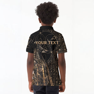 Personalized Egyptian God Anubis Kid Polo Shirt Jackal Headed Deity Ancient Egypt Mythology Gilded
