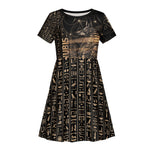 Personalized Egyptian God Anubis Kid Short Sleeve Dress Jackal Headed Deity Ancient Egypt Mythology Gilded