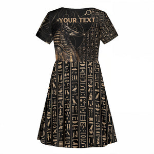 Personalized Egyptian God Anubis Kid Short Sleeve Dress Jackal Headed Deity Ancient Egypt Mythology Gilded