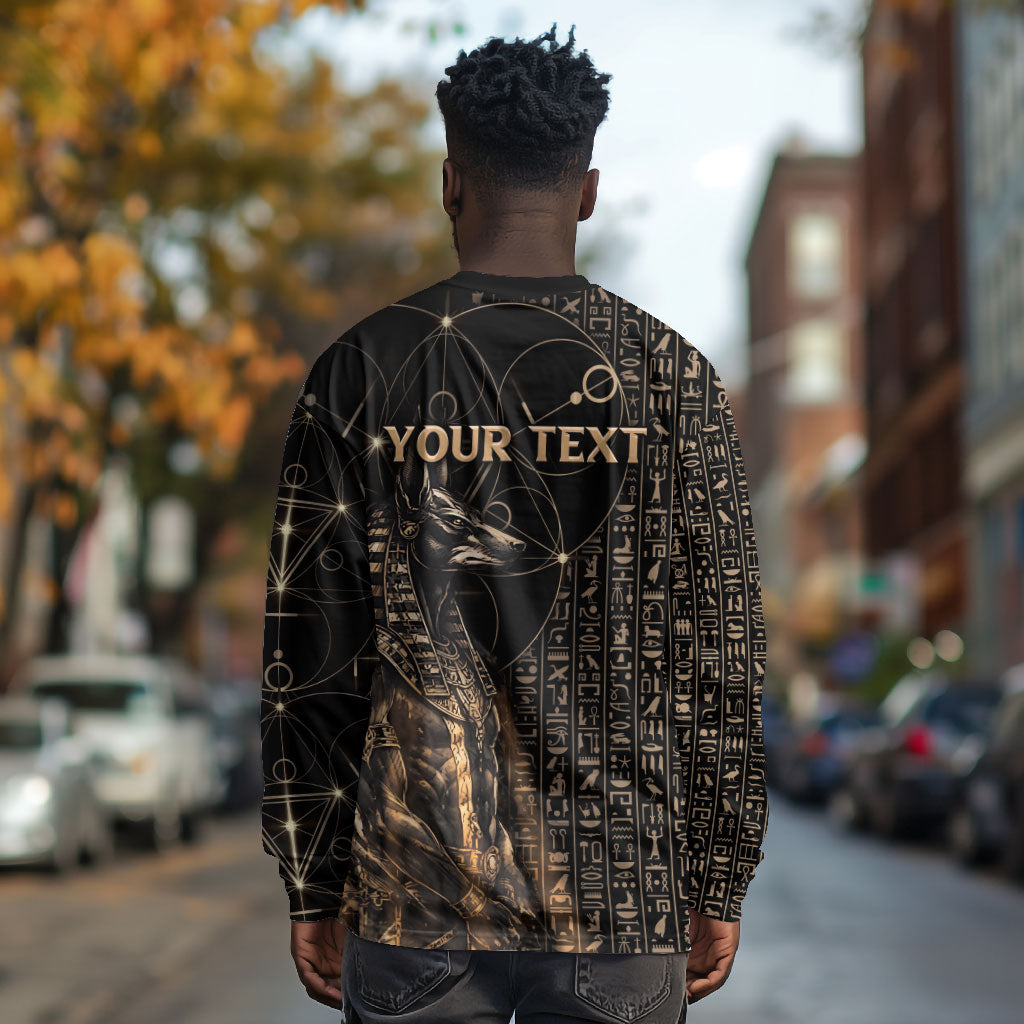 Personalized Egyptian God Anubis Long Sleeve Shirt Jackal Headed Deity Ancient Egypt Mythology Gilded