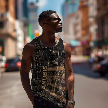 Personalized Egyptian God Anubis Men Tank Top Jackal Headed Deity Ancient Egypt Mythology Gilded
