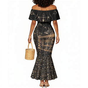 Personalized Egyptian God Anubis Mermaid Dress Jackal Headed Deity Ancient Egypt Mythology Gilded