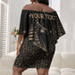 Personalized Egyptian God Anubis Off Shoulder Short Dress Jackal Headed Deity Ancient Egypt Mythology Gilded