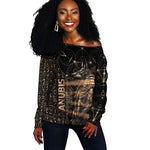 Personalized Egyptian God Anubis Off Shoulder Sweater Jackal Headed Deity Ancient Egypt Mythology Gilded