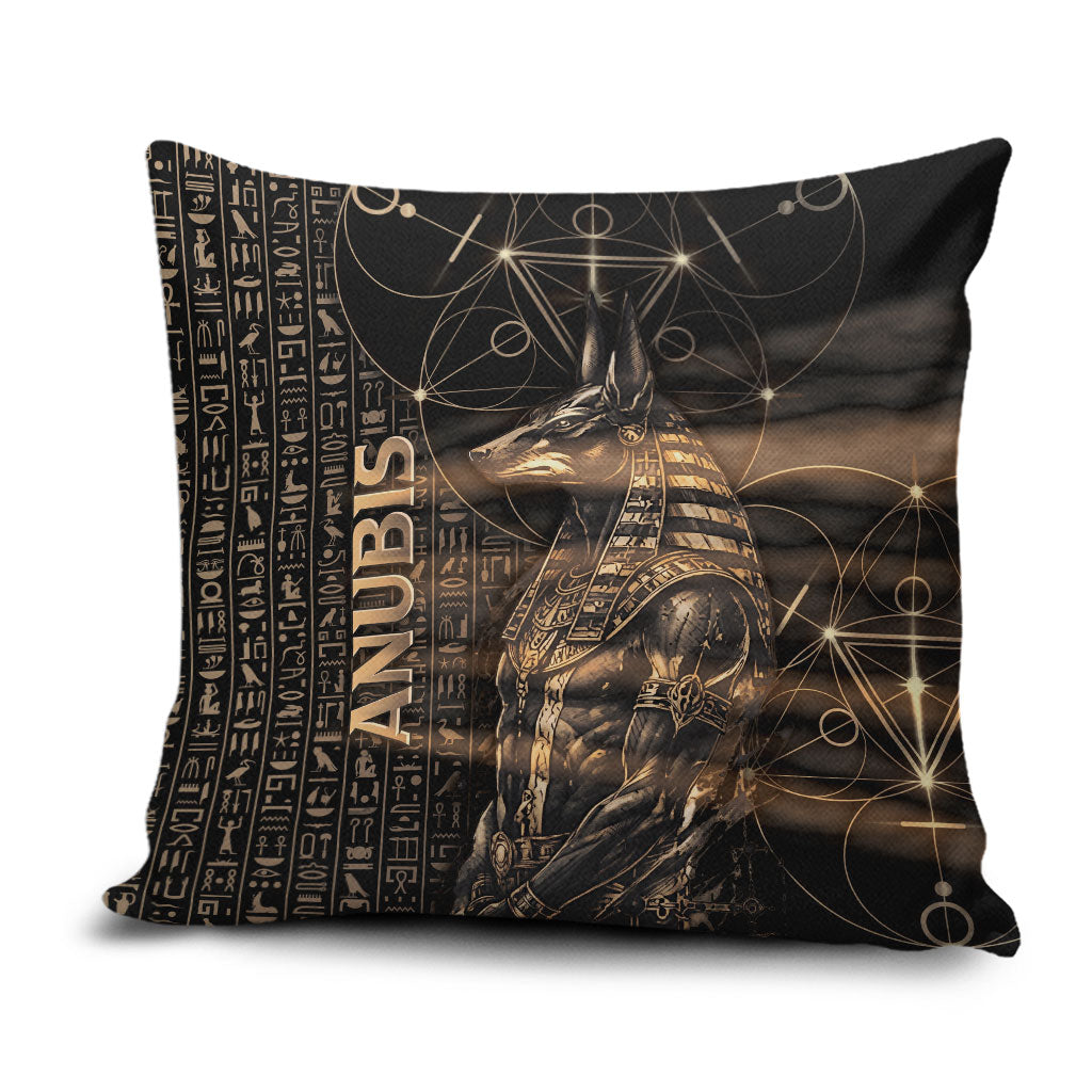 Egyptian God Anubis Pillow Cover Jackal Headed Deity Ancient Egypt Mythology Gilded