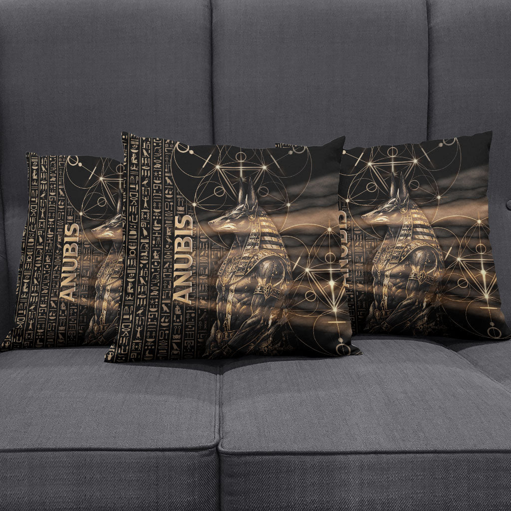 Egyptian God Anubis Pillow Cover Jackal Headed Deity Ancient Egypt Mythology Gilded