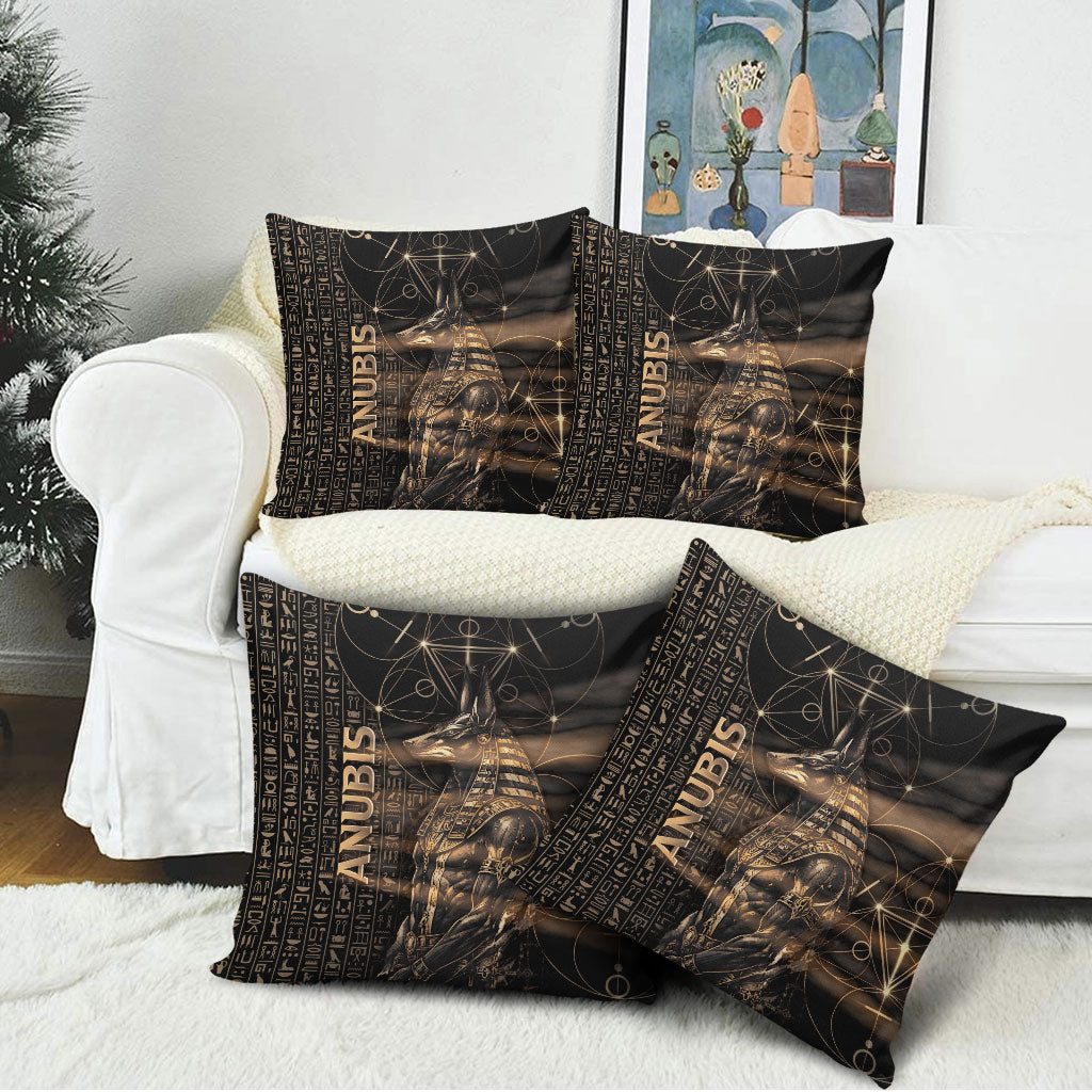 Egyptian God Anubis Pillow Cover Jackal Headed Deity Ancient Egypt Mythology Gilded