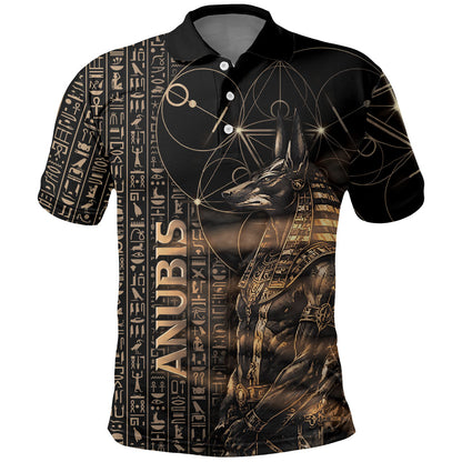 Personalized Egyptian God Anubis Polo Shirt Jackal Headed Deity Ancient Egypt Mythology Gilded