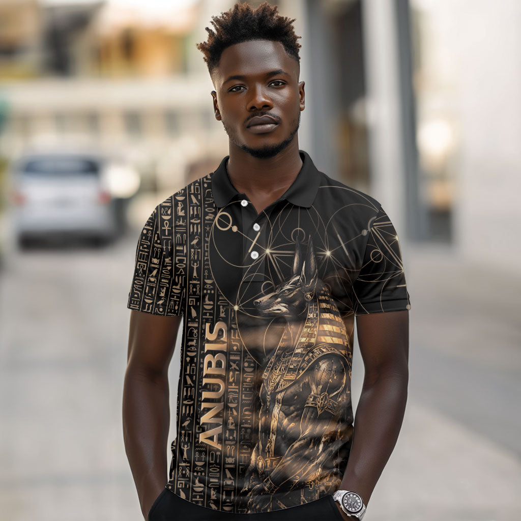 Personalized Egyptian God Anubis Polo Shirt Jackal Headed Deity Ancient Egypt Mythology Gilded