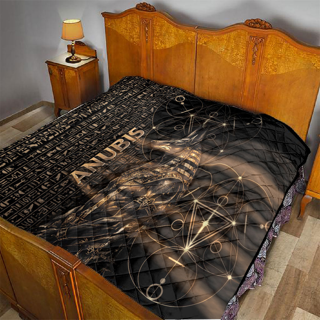 Egyptian God Anubis Quilt Jackal Headed Deity Ancient Egypt Mythology Gilded
