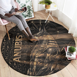 Egyptian God Anubis Round Carpet Jackal Headed Deity Ancient Egypt Mythology Gilded