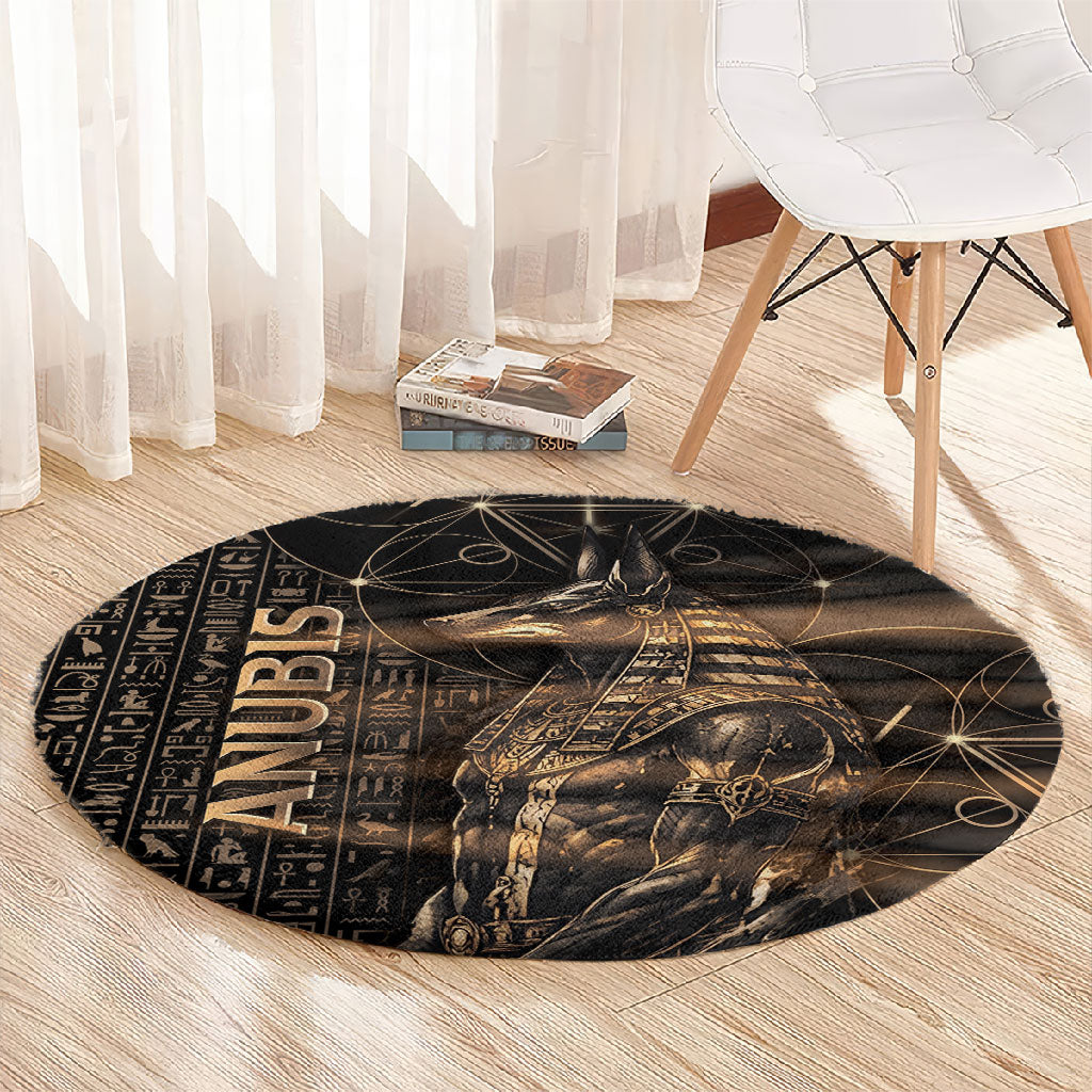 Egyptian God Anubis Round Carpet Jackal Headed Deity Ancient Egypt Mythology Gilded