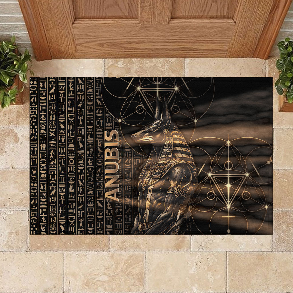 Egyptian God Anubis Rubber Doormat Jackal Headed Deity Ancient Egypt Mythology Gilded
