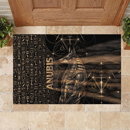 Egyptian God Anubis Rubber Doormat Jackal Headed Deity Ancient Egypt Mythology Gilded