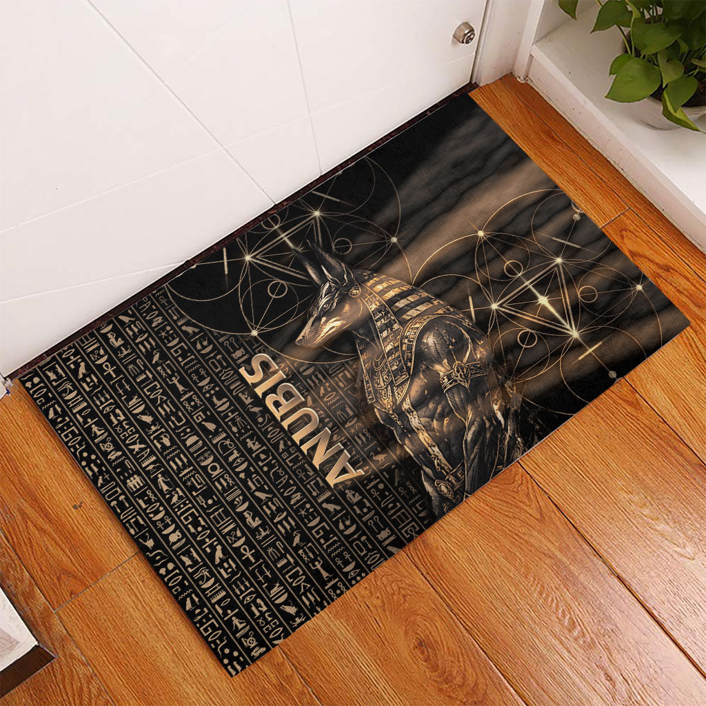 Egyptian God Anubis Rubber Doormat Jackal Headed Deity Ancient Egypt Mythology Gilded