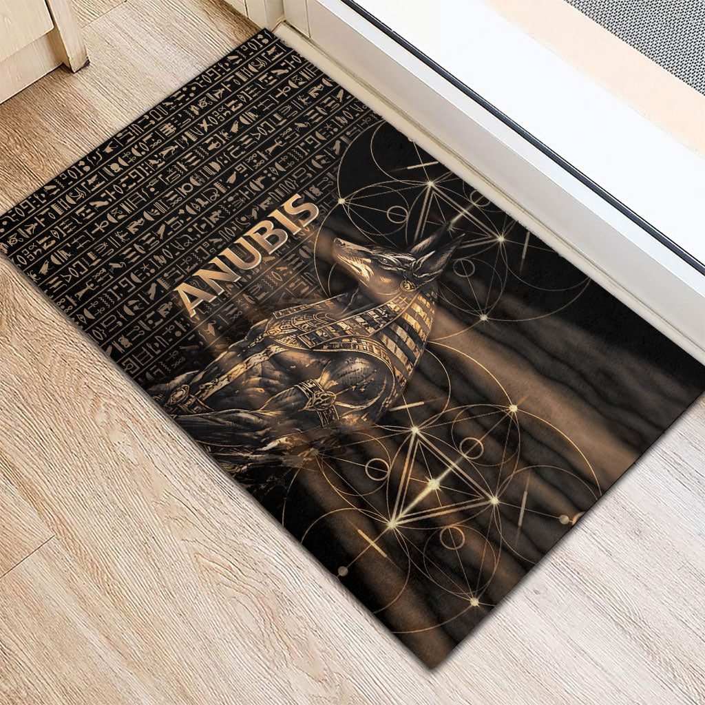 Egyptian God Anubis Rubber Doormat Jackal Headed Deity Ancient Egypt Mythology Gilded