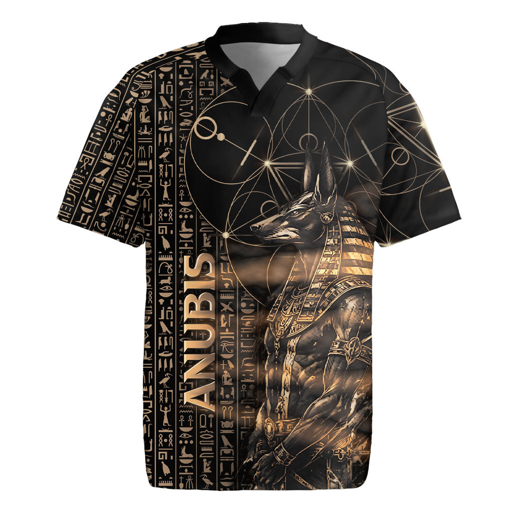 Personalized Egyptian God Anubis Rugby Jersey Jackal Headed Deity Ancient Egypt Mythology Gilded