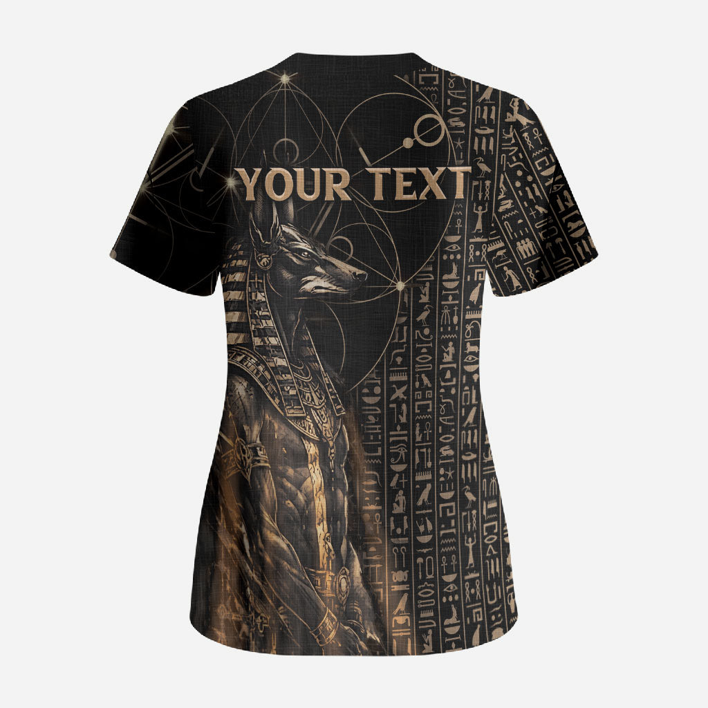 Personalized Egyptian God Anubis Scrub Top Jackal Headed Deity Ancient Egypt Mythology Gilded