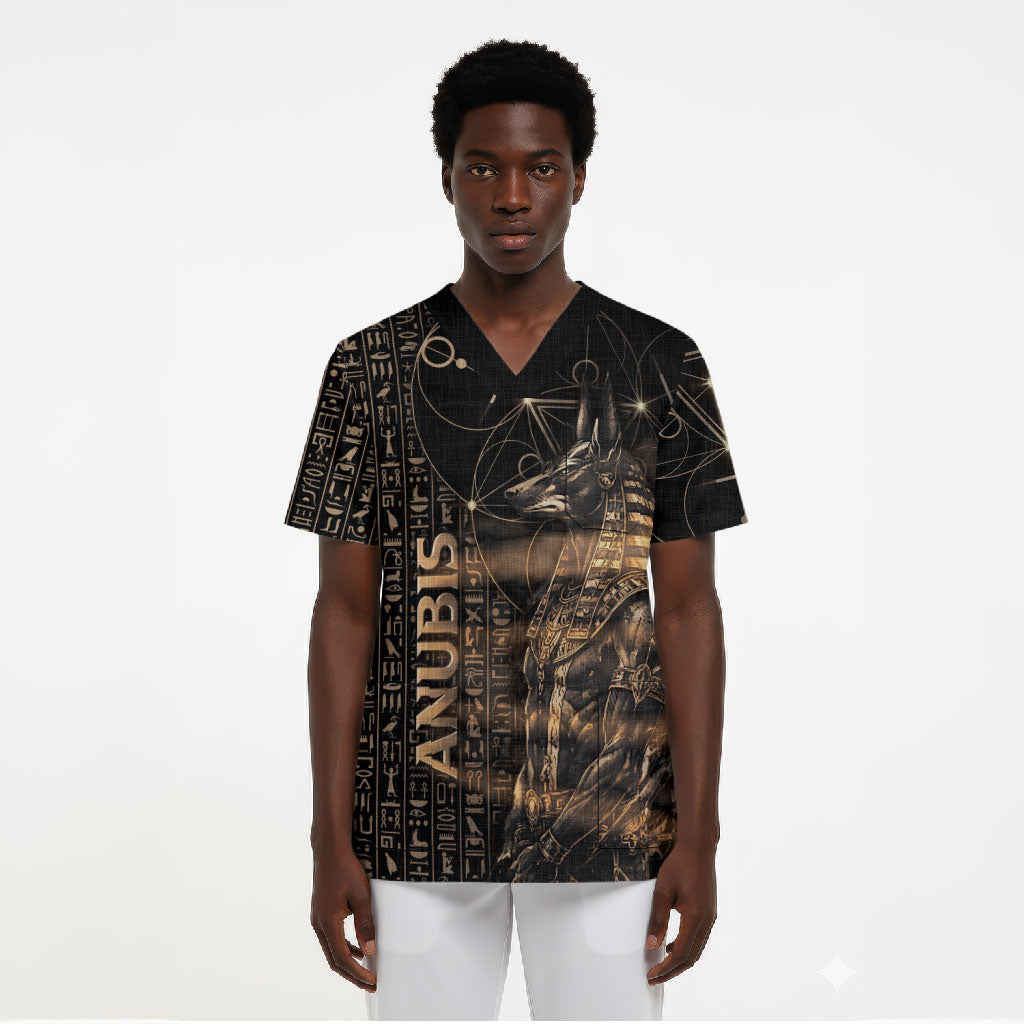 Personalized Egyptian God Anubis Scrub Top Jackal Headed Deity Ancient Egypt Mythology Gilded
