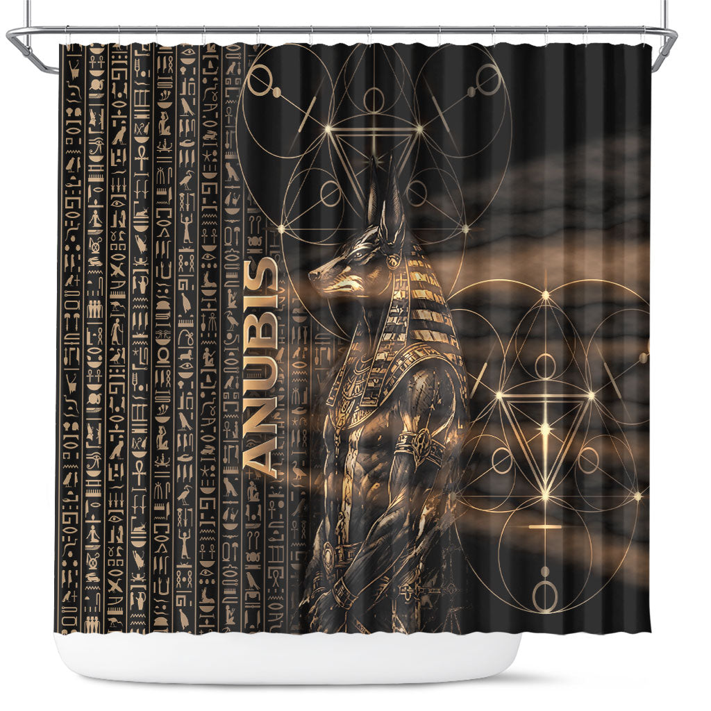 Egyptian God Anubis Shower Curtain Jackal Headed Deity Ancient Egypt Mythology Gilded