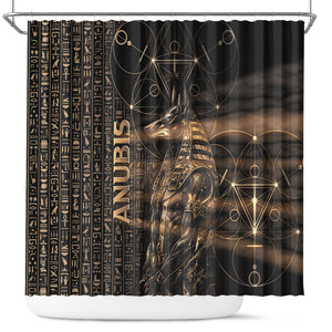 Egyptian God Anubis Shower Curtain Jackal Headed Deity Ancient Egypt Mythology Gilded