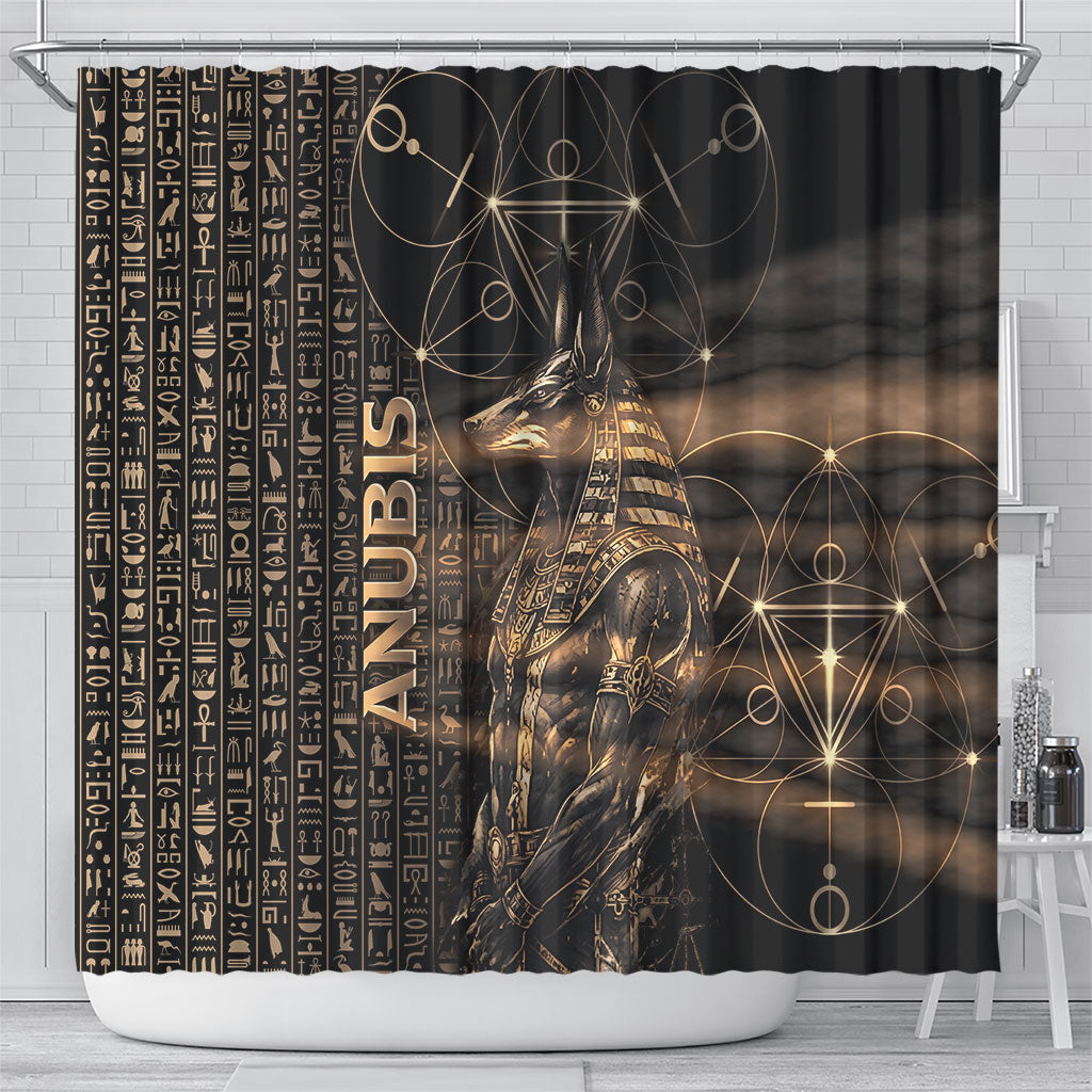 Egyptian God Anubis Shower Curtain Jackal Headed Deity Ancient Egypt Mythology Gilded