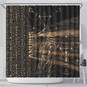 Egyptian God Anubis Shower Curtain Jackal Headed Deity Ancient Egypt Mythology Gilded