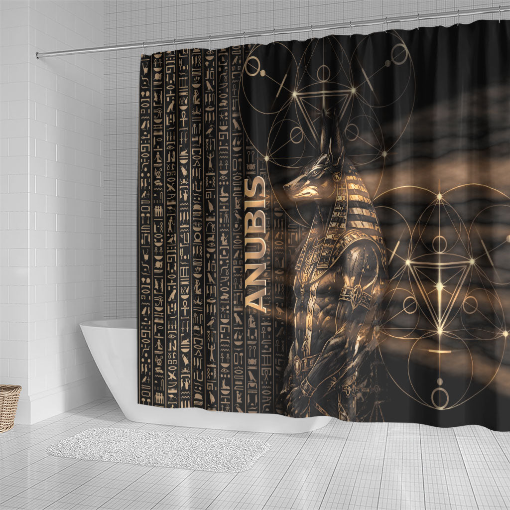 Egyptian God Anubis Shower Curtain Jackal Headed Deity Ancient Egypt Mythology Gilded