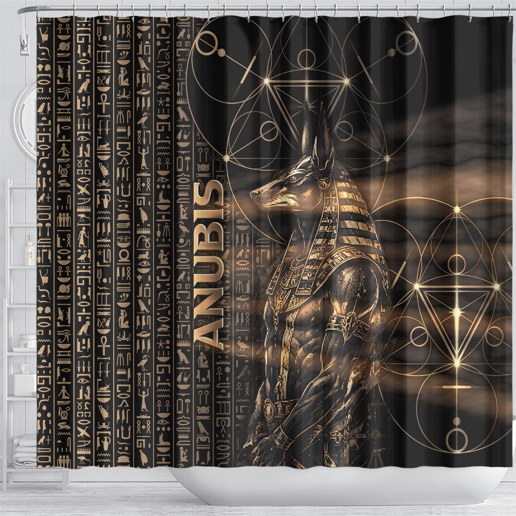 Egyptian God Anubis Shower Curtain Jackal Headed Deity Ancient Egypt Mythology Gilded