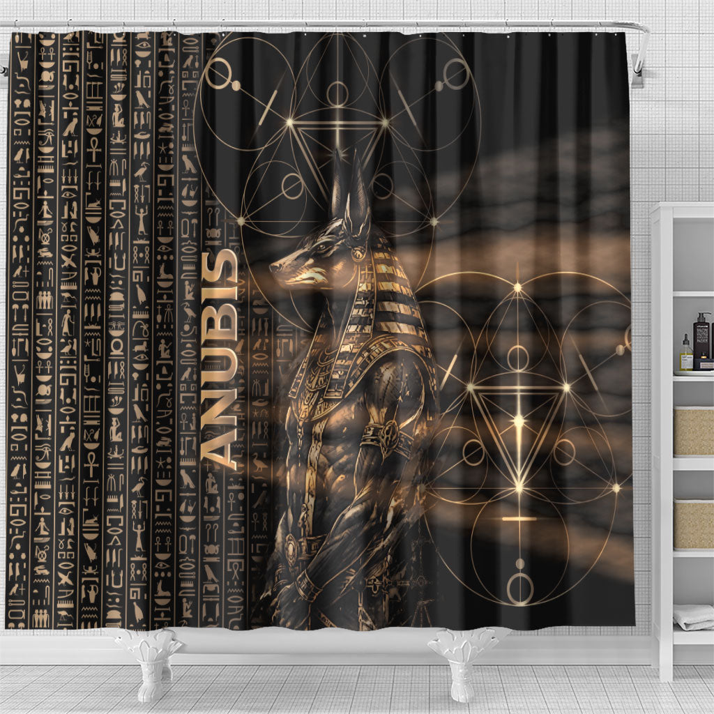 Egyptian God Anubis Shower Curtain Jackal Headed Deity Ancient Egypt Mythology Gilded