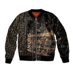 Personalized Egyptian God Anubis Sleeve Zip Bomber Jacket Jackal Headed Deity Ancient Egypt Mythology Gilded
