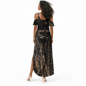 Personalized Egyptian God Anubis Summer Maxi Dress Jackal Headed Deity Ancient Egypt Mythology Gilded