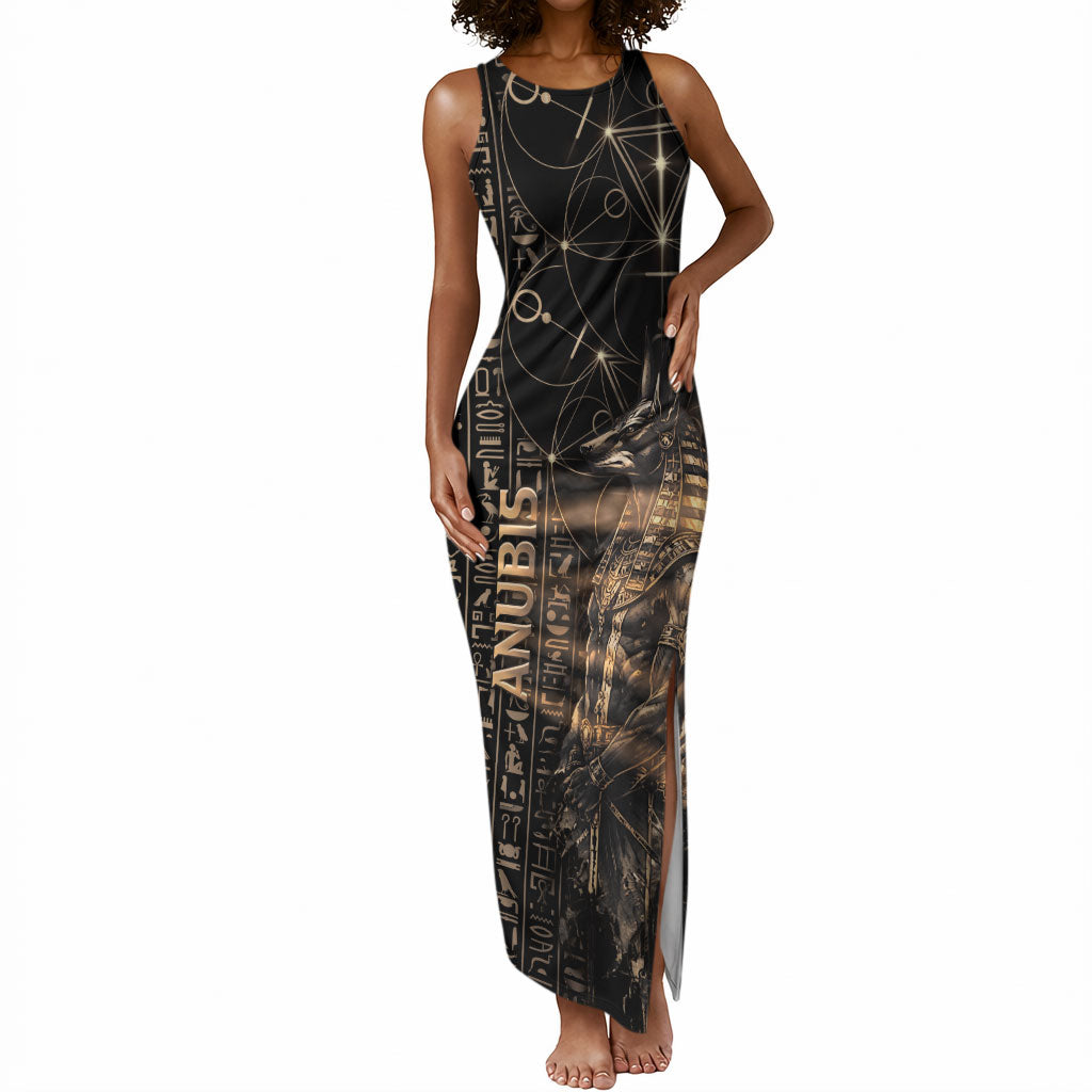 Personalized Egyptian God Anubis Tank Maxi Dress Jackal Headed Deity Ancient Egypt Mythology Gilded