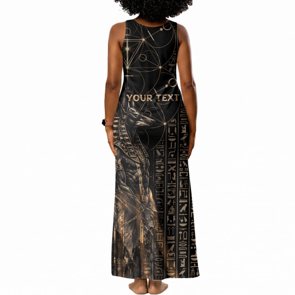 Personalized Egyptian God Anubis Tank Maxi Dress Jackal Headed Deity Ancient Egypt Mythology Gilded