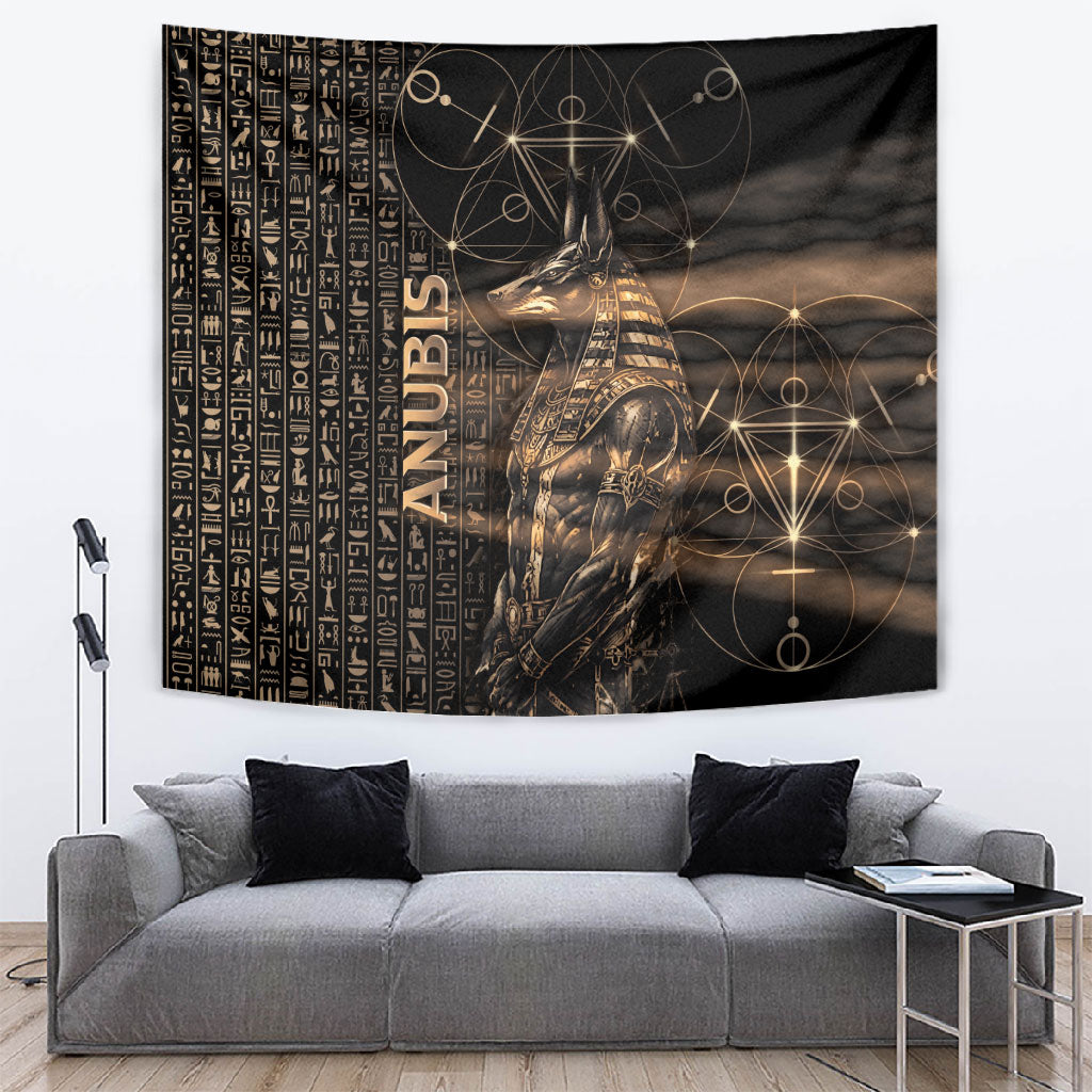 Egyptian God Anubis Tapestry Jackal Headed Deity Ancient Egypt Mythology Gilded