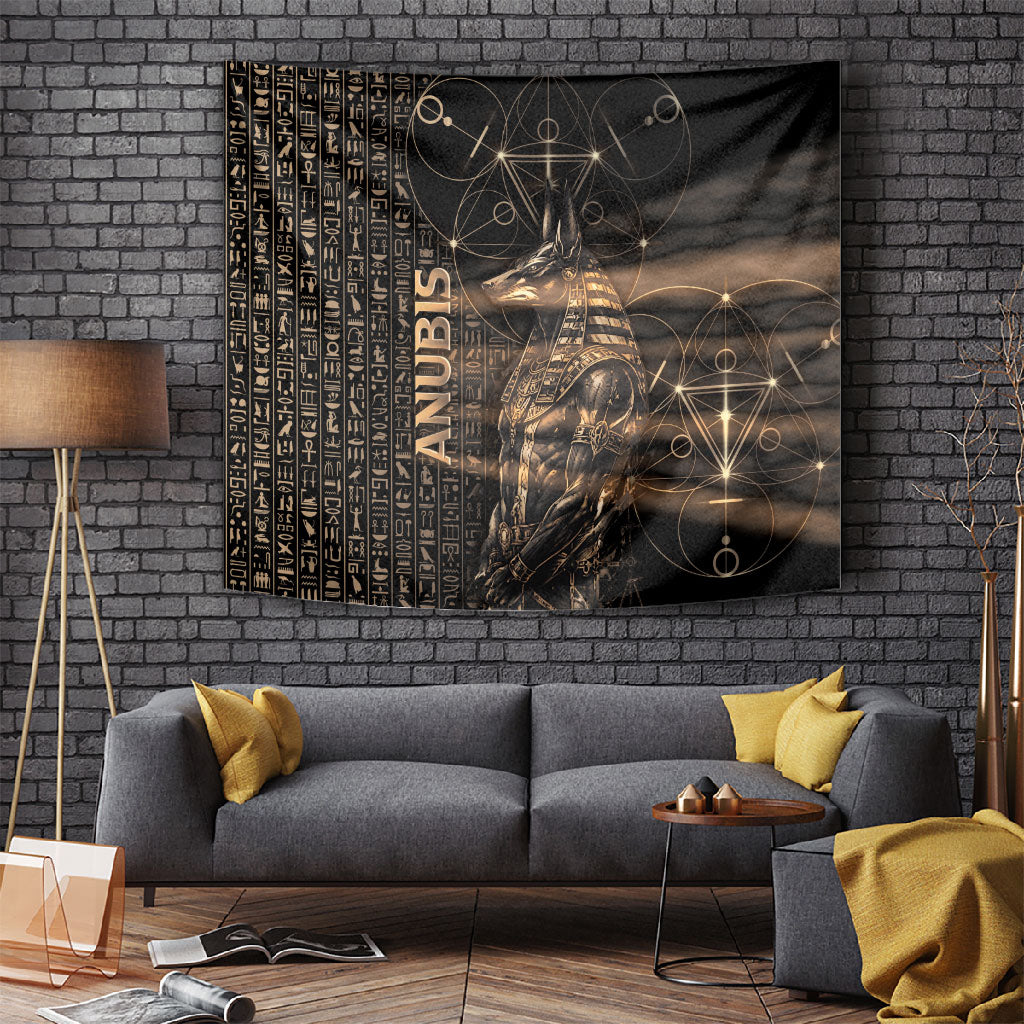 Egyptian God Anubis Tapestry Jackal Headed Deity Ancient Egypt Mythology Gilded