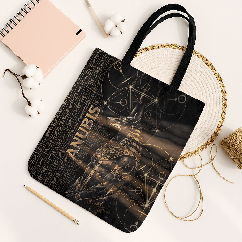 Egyptian God Anubis Tote Bag Jackal Headed Deity Ancient Egypt Mythology Gilded