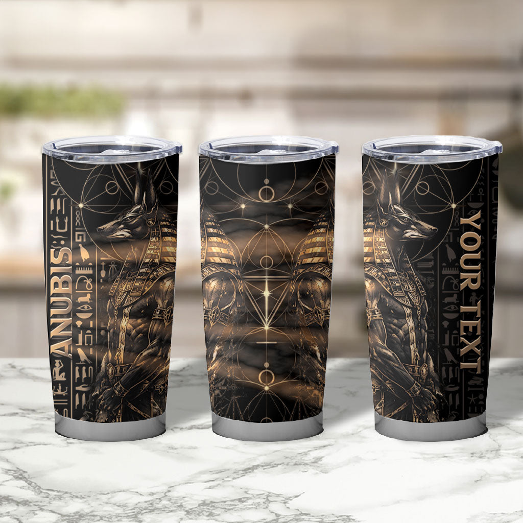 Personalized Egyptian God Anubis Tumbler Cup Jackal Headed Deity Ancient Egypt Mythology Gilded
