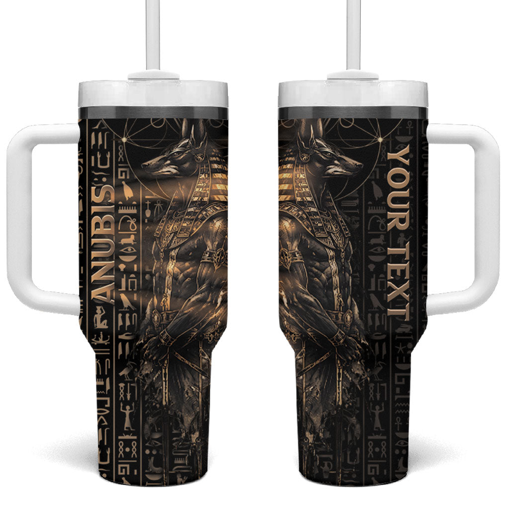 Personalized Egyptian God Anubis Tumbler With Handle Jackal Headed Deity Ancient Egypt Mythology Gilded