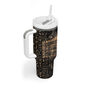 Personalized Egyptian God Anubis Tumbler With Handle Jackal Headed Deity Ancient Egypt Mythology Gilded