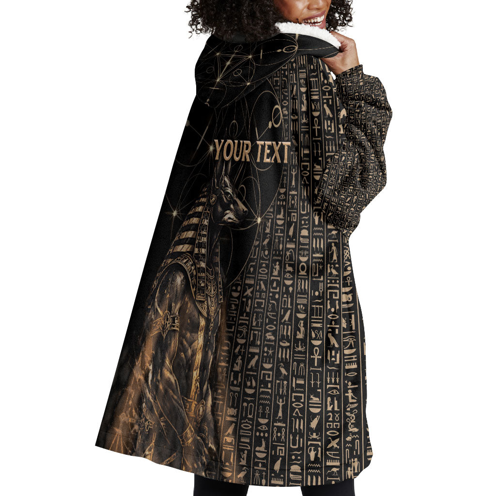 Personalized Egyptian God Anubis Wearable Blanket Hoodie Jackal Headed Deity Ancient Egypt Mythology Gilded