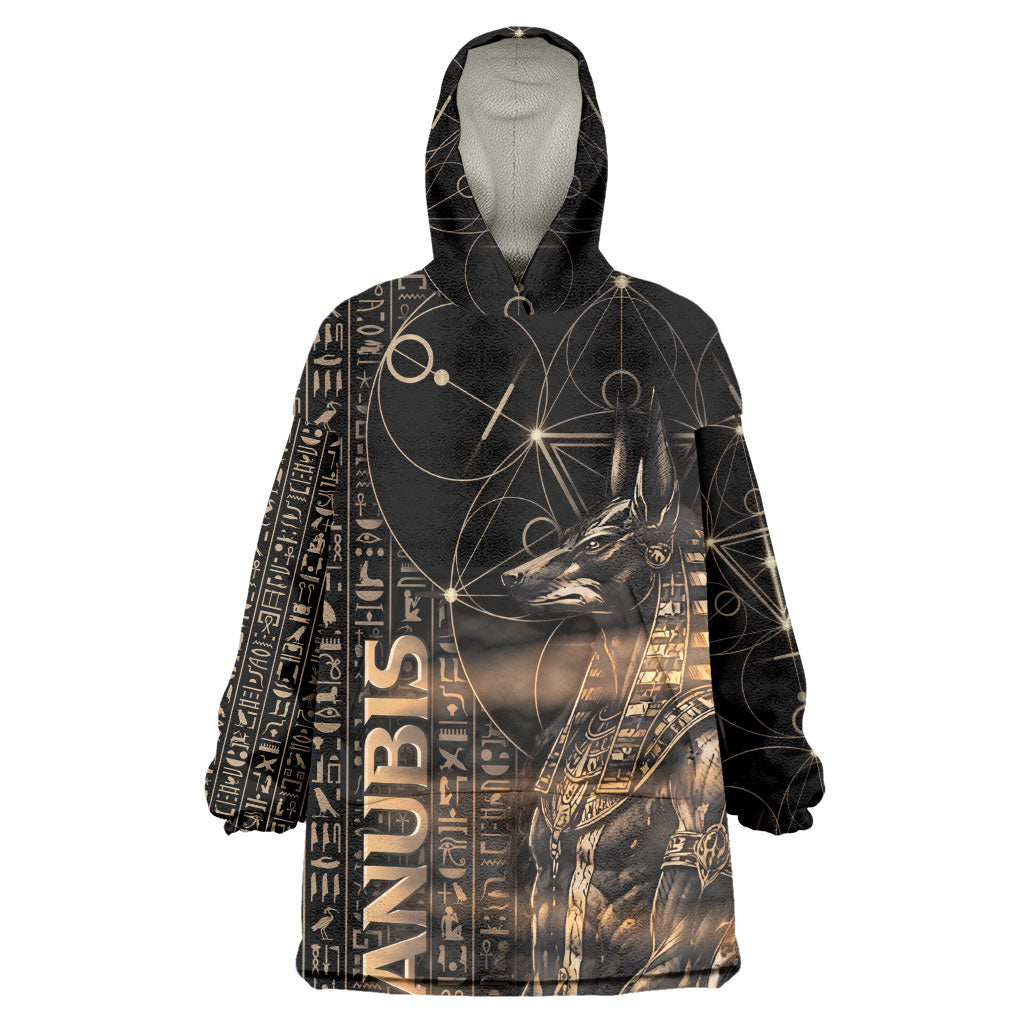 Personalized Egyptian God Anubis Wearable Blanket Hoodie Jackal Headed Deity Ancient Egypt Mythology Gilded
